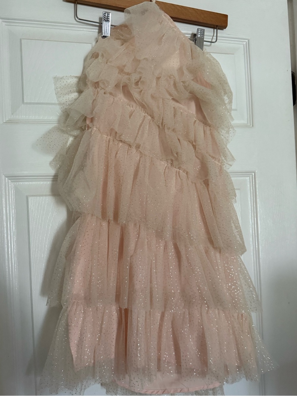 Tiered Sparkly Pink Mini Dress
